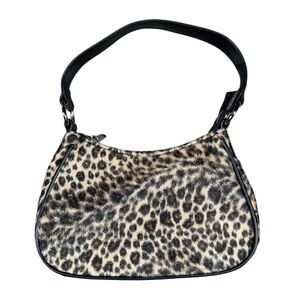 Leopard Print Fuzzy Faux Fur Shoulder Bag